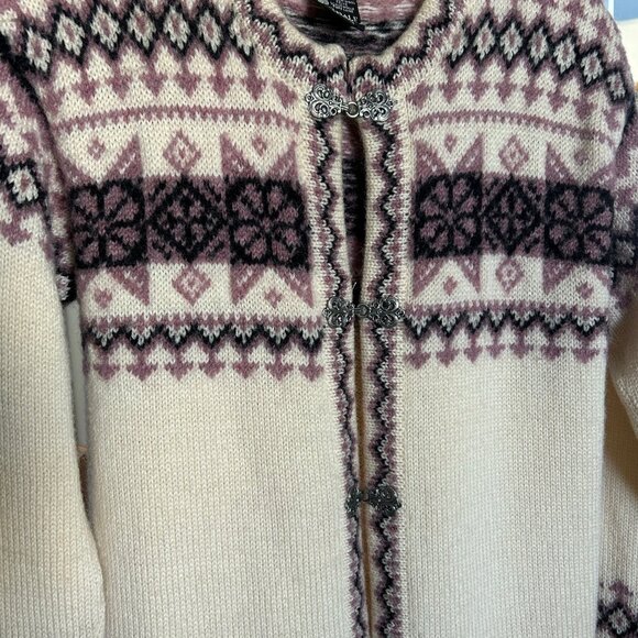 Vintage Dale of Norway 100% Wool Nordic Cardigan Sweater Pewter Clasps EU 38 XS - Picture 8 of 11